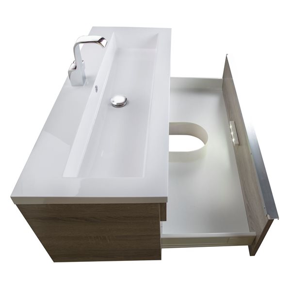 Cutler Kitchen & Bath Trough 42-in Dorato Wall-Mount Vanity w/ White Acrylic Top and Single Sink