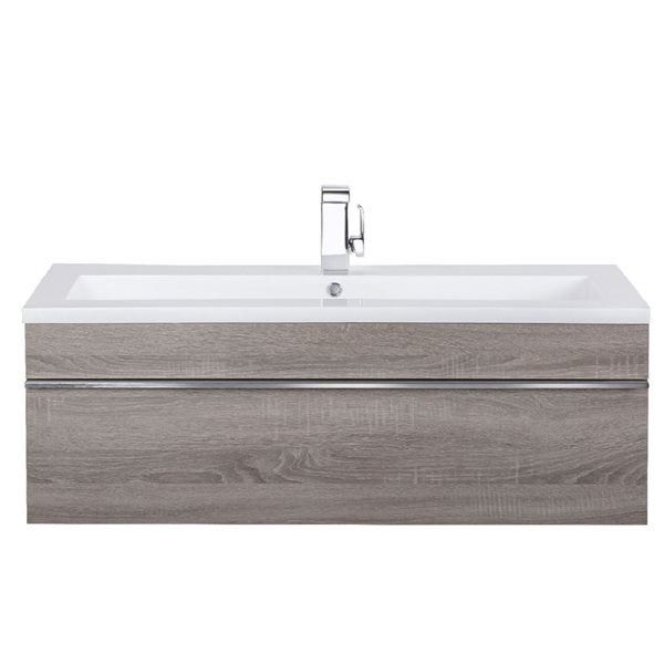 Meuble-lavabo simple Trough Dorato 42 po gris comptoir en acrylique blanc