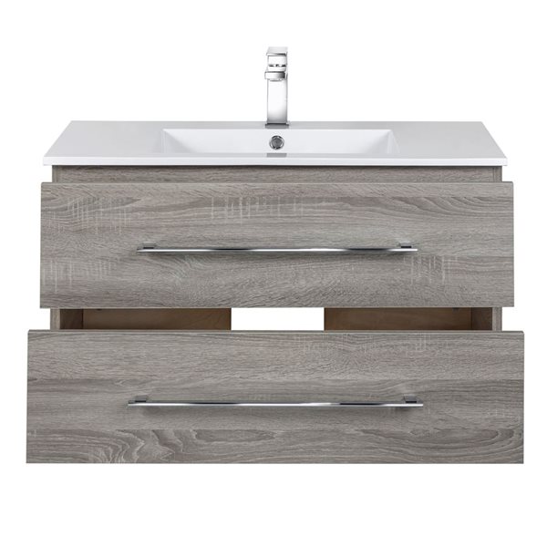 Cutler Kitchen & Bath Kato 36-in Dorato Wall-Mount Vanity w/ White Acrylic Top and Single Sink