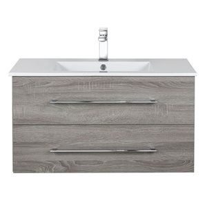 Cutler Kitchen & Bath Kato 36-in Dorato Wall-Mount Vanity w/ White Acrylic Top and Single Sink