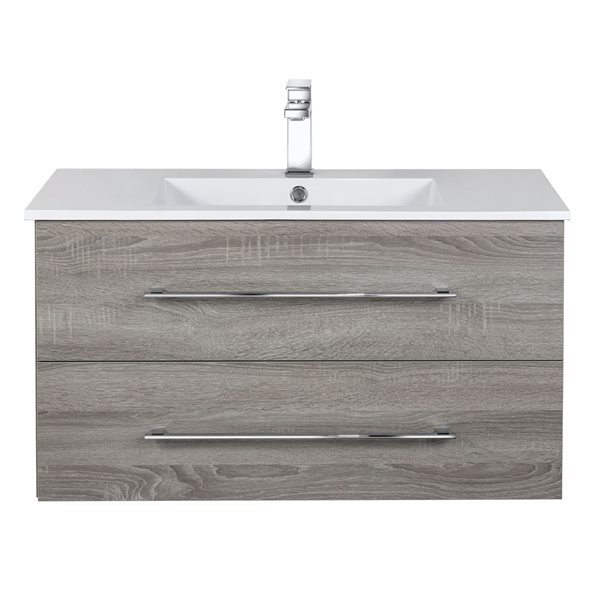 Meuble-lavabo simple Kato Dorato 36 po brun comptoir en acrylique blanc