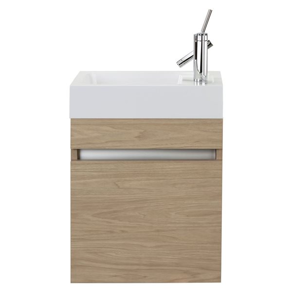 Piccolo 18 in. W x 10 in. D x 26 in. H S/Sink Wall Bath Vanity in Casting Light with Cultured Marble Top in White