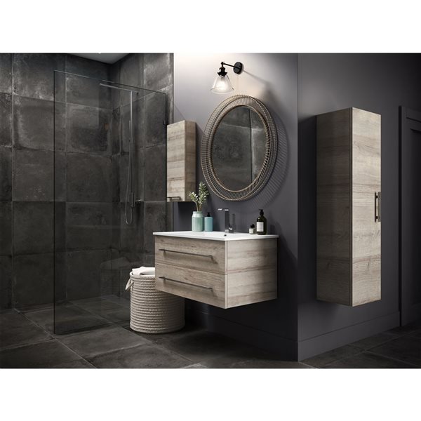 Cutler Kitchen & Bath Kato 30-in Organic Wall-Mount Vanity w/ White Acrylic Top and Single Sink