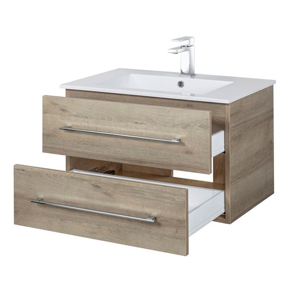 Cutler Kitchen & Bath Kato 30-in Organic Wall-Mount Vanity w/ White Acrylic Top and Single Sink