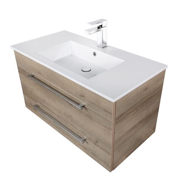 Cutler Kitchen & Bath Kato 30-in Organic Wall-Mount Vanity w/ White Acrylic Top and Single Sink