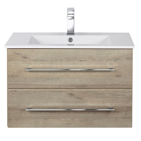 Meuble-lavabo simple Kato Organic 30 po brun comptoir en acrylique blanc