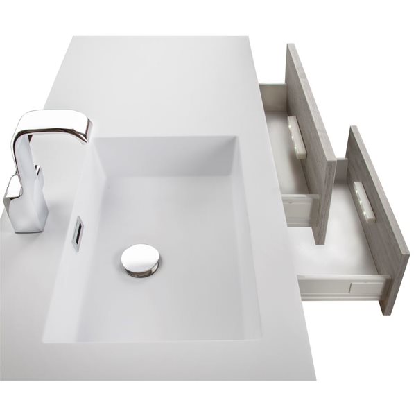 Cutler Kitchen & Bath Beachwood 42-in Soho Wall-Mount Vanity w/ White Acrylic Top and Single Sink