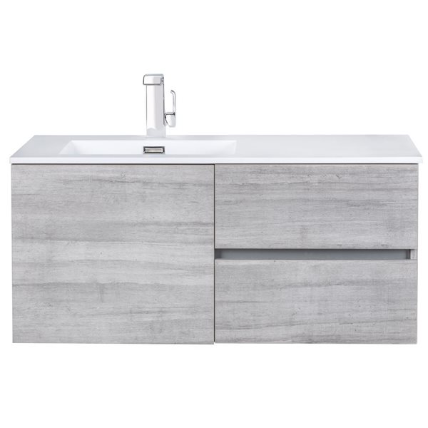 Meuble-lavabo simple Beachwood Soho 42 po gris comptoir en acrylique blanc