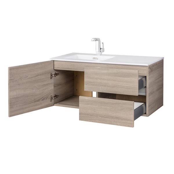 Cutler Kitchen & Bath Beachwood 42-in Dorato Wall-Mount Vanity w/ White Acrylic Top and Single Sink