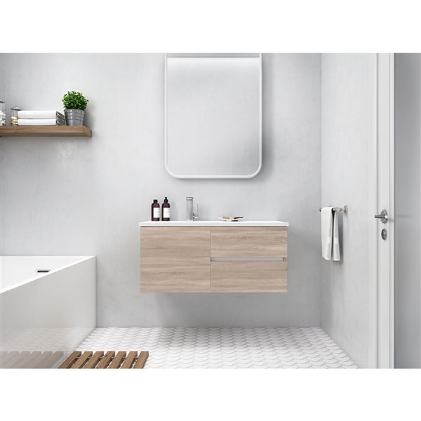 Cutler Kitchen & Bath Beachwood 42-in Dorato Wall-Mount Vanity w/ White Acrylic Top and Single Sink