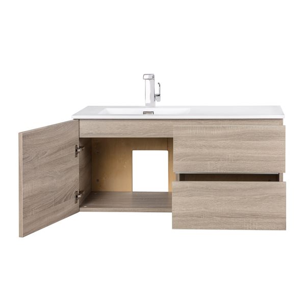 Cutler Kitchen & Bath Beachwood 42-in Dorato Wall-Mount Vanity w/ White Acrylic Top and Single Sink