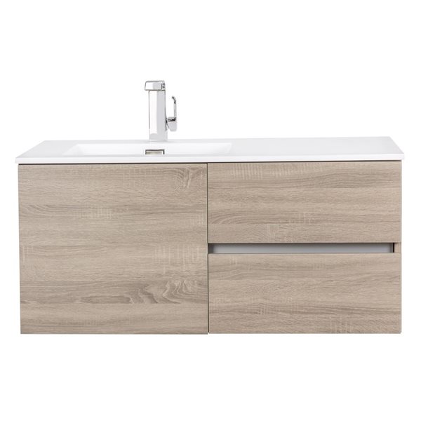 Cutler Kitchen & Bath Beachwood 42-in Dorato Wall-Mount Vanity w/ White Acrylic Top and Single Sink