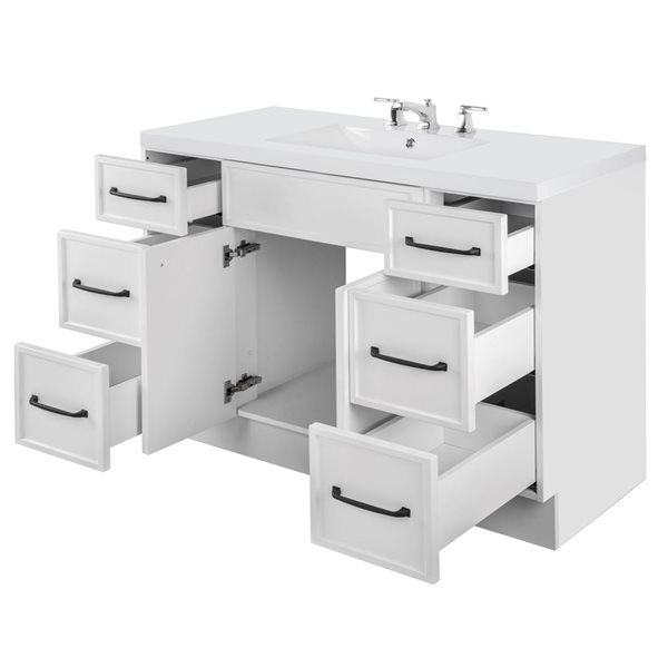 Cutler Kitchen & Bath Manhattan 48-in White Freestanding Vanity w/ White Acrylic Top and Single Sink