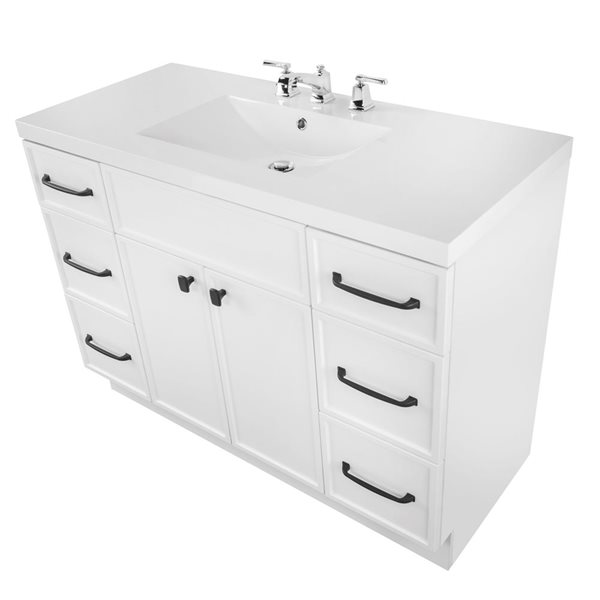 Cutler Kitchen & Bath Manhattan 48-in White Freestanding Vanity w/ White Acrylic Top and Single Sink