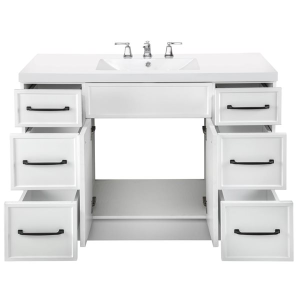 Cutler Kitchen & Bath Manhattan 48-in White Freestanding Vanity w/ White Acrylic Top and Single Sink