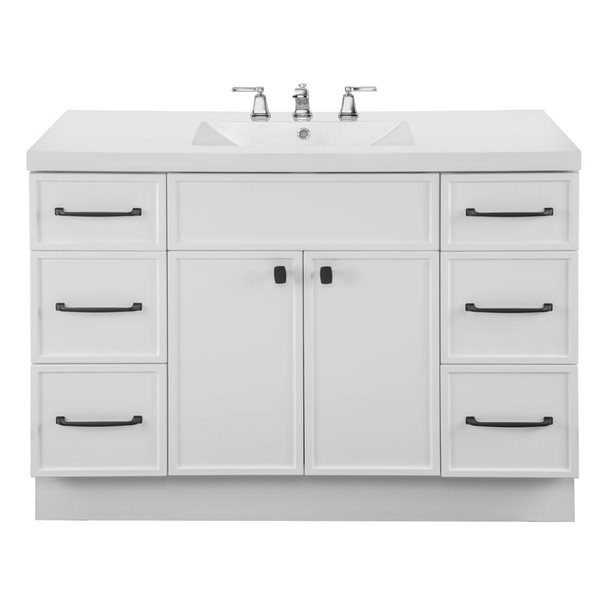 Cutler Kitchen & Bath Manhattan 48-in White Freestanding Vanity w/ White Acrylic Top and Single Sink