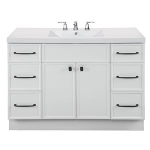 Cutler Kitchen & Bath Manhattan 48-in White Freestanding Vanity w/ White Acrylic Top and Single Sink