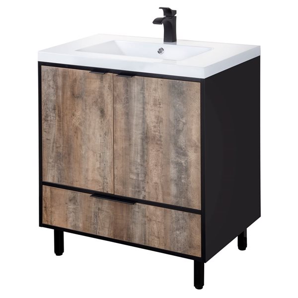 Cutler Kitchen & Bath London 36-in Whisky Freestanding Vanity w/ White Acrylic Top and Single Sink