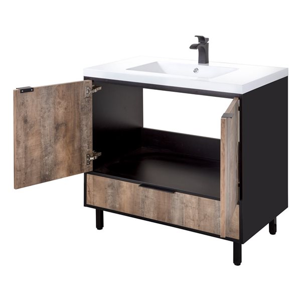 Cutler Kitchen & Bath London 36-in Whisky Freestanding Vanity w/ White Acrylic Top and Single Sink