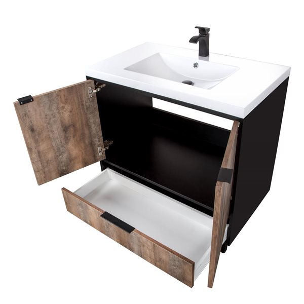 Cutler Kitchen & Bath London 36-in Whisky Freestanding Vanity w/ White Acrylic Top and Single Sink