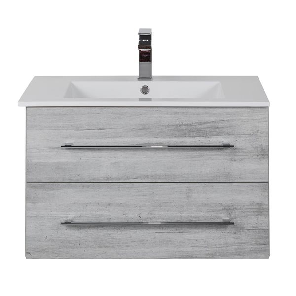 Meuble-lavabo simple Kato Soho 30 po gris comptoir en acrylique blanc