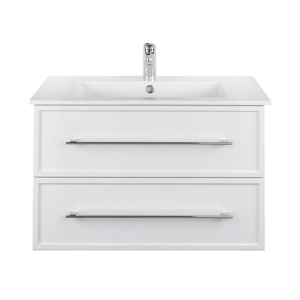 Cutler Kitchen & Bath Milano 30-in White Wall-Mount Vanity w/ White Acrylic Top and Single Sink