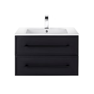 Cutler Kitchen & Bath Milano 30-in Black Wall-Mount Vanity w/ White Acrylic Top and Single Sink