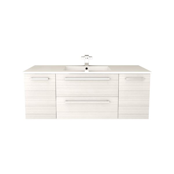 Cutler Kitchen & Bath Silhouette 48-in White Chocolate Wall-Mount Vanity w/ White Acrylic Top and Single Sink