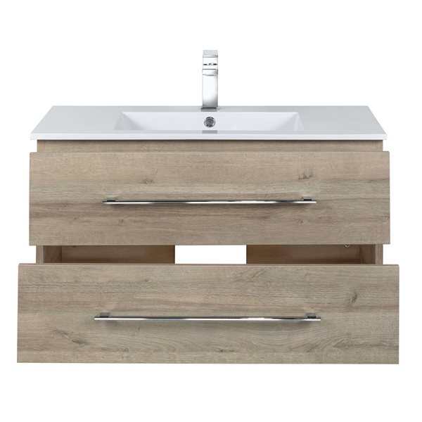 CUTLER KITCHEN & BATH Kato 36-in W x 19-in D x 20-in H Wall Mounted Bathroom Vanity in Organic with Cultured Marble Top