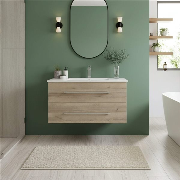 CUTLER KITCHEN & BATH Kato 36-in W x 19-in D x 20-in H Wall Mounted Bathroom Vanity in Organic with Cultured Marble Top
