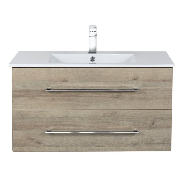 Cutler Kitchen & Bath Kato 36-in Organic Wall-Mount Vanity w/ White Acrylic Top and Single Sink