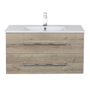 Meuble-lavabo mural Kato Cutler Kitchen & Bath plan similimarbre blanc 36 l. x 19 p. x 20 po-in h., Organic