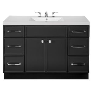 Manhattan 48-inch W x 21-inch D x 36.5-inch H Free Standing Bathroom Vanity in Black with Cultured Marble Top