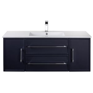 Meuble-lavabo mural Milano plan similimarbre blanc Cutler Kitchen & Bath 48 l. x 18 p. x 20 po-in h., bleu