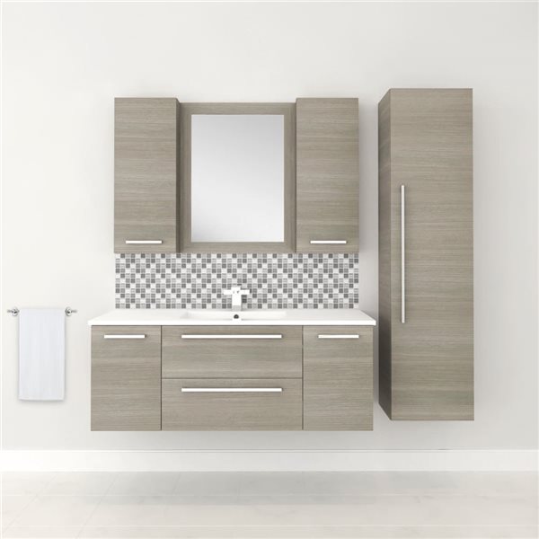 Cutler Kitchen & Bath Silhouette  48-in Aria Wall-Mount Vanity w/ White Acrylic Top and Single Sink