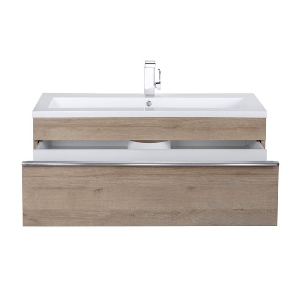 Cutler Kitchen & Bath Trough 42-in Organic Wall-Mount Vanity w/ White Acrylic Top and Single Sink