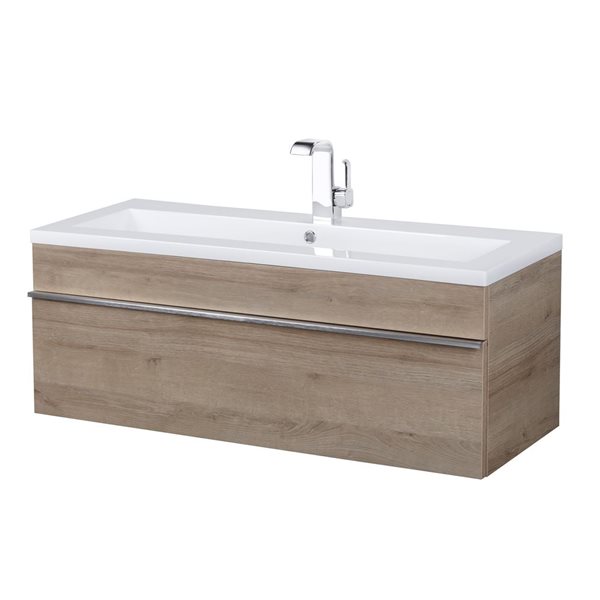 Cutler Kitchen & Bath Trough 42-in Organic Wall-Mount Vanity w/ White Acrylic Top and Single Sink