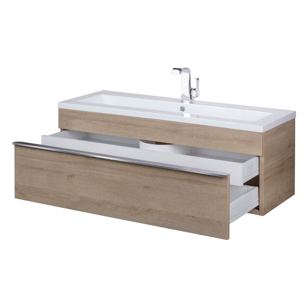 Cutler Kitchen & Bath Trough 42-in Organic Wall-Mount Vanity w/ White Acrylic Top and Single Sink