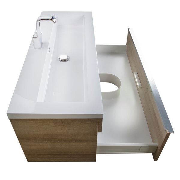 Cutler Kitchen & Bath Trough 42-in Organic Wall-Mount Vanity w/ White Acrylic Top and Single Sink