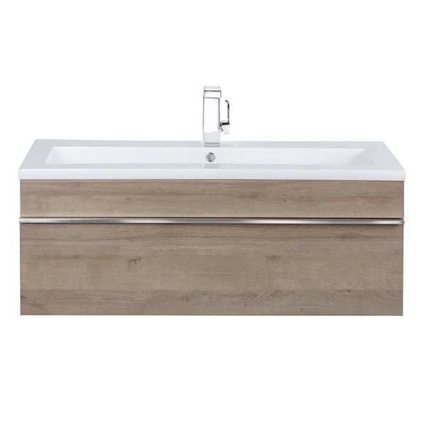 Meuble-lavabo simple Trough Organic 42 po brun comptoir en acrylique blanc