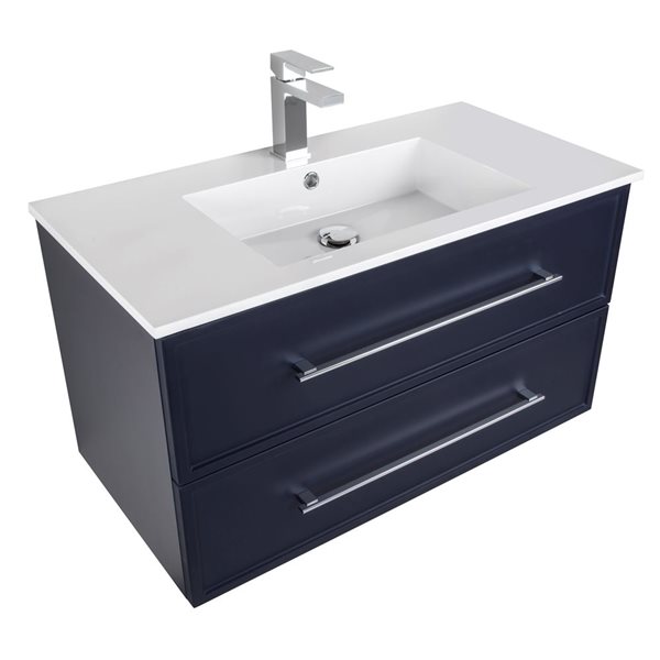 Cutler Kitchen & Bath Milano 30-in Blue Wall-Mount Vanity w/ White Acrylic Top and Single Sink