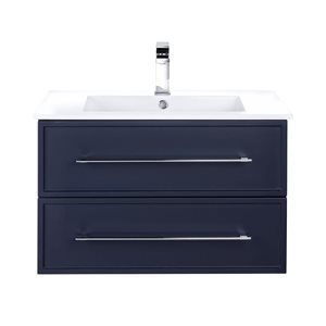 Cutler Kitchen & Bath Milano 30-in Blue Wall-Mount Vanity w/ White Acrylic Top and Single Sink