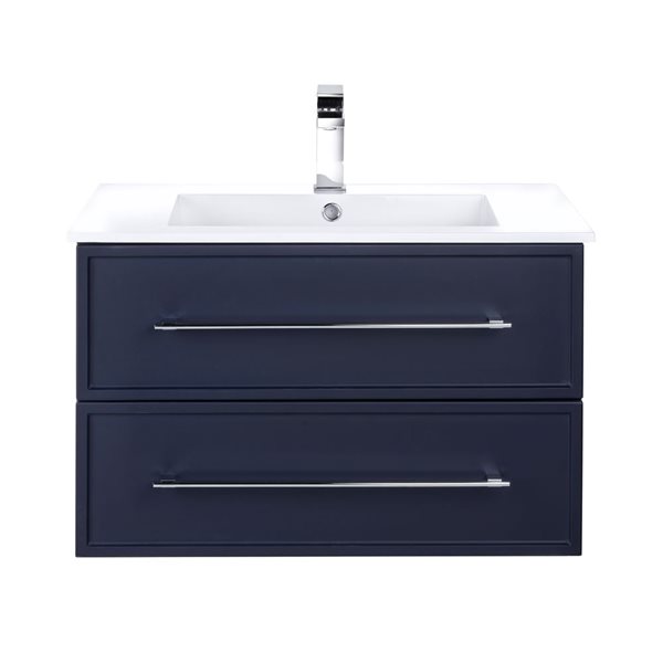 Meuble-lavabo simple Milano 30 po bleu comptoir en acrylique blanc