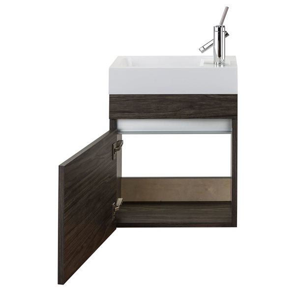 Piccolo 18-inch W x 10-inch D x 25-inch H Wall Mounted Bathroom Vanity in Tete with Cultured Marble Top