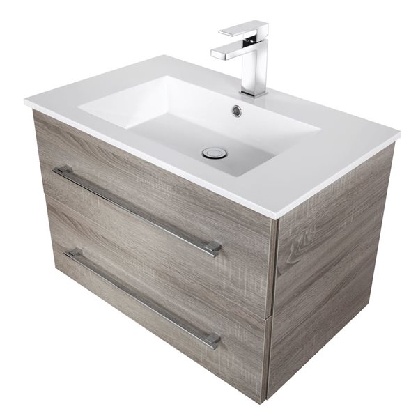 Cutler Kitchen & Bath Kato 30-in Dorato Wall-Mount Vanity w/ White Acrylic Top and Single Sink