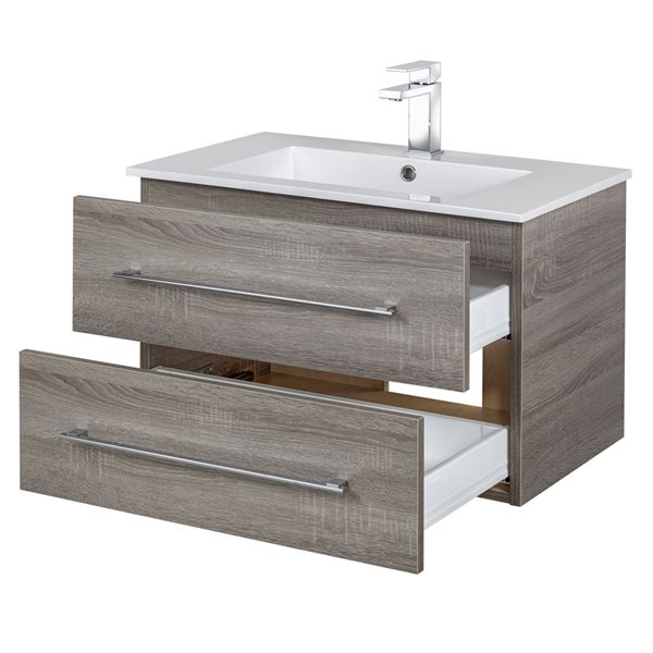 Cutler Kitchen & Bath Kato 30-in Dorato Wall-Mount Vanity w/ White Acrylic Top and Single Sink