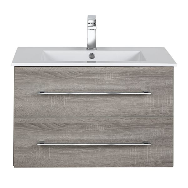 Meuble-lavabo simple Kato Dorato 30 po brun comptoir en acrylique blanc