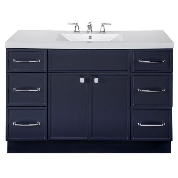 Manhattan 48-inch W x 21-inch D x 36.5-inch H Free Standing Bathroom Vanity in Blue with Cultured Marble Top