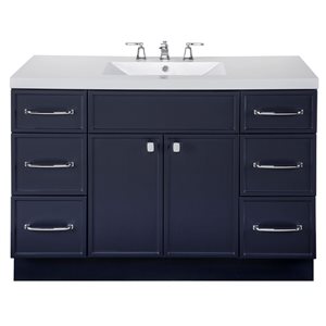 Manhattan 48-inch W x 21-inch D x 36.5-inch H Free Standing Bathroom Vanity in Blue with Cultured Marble Top