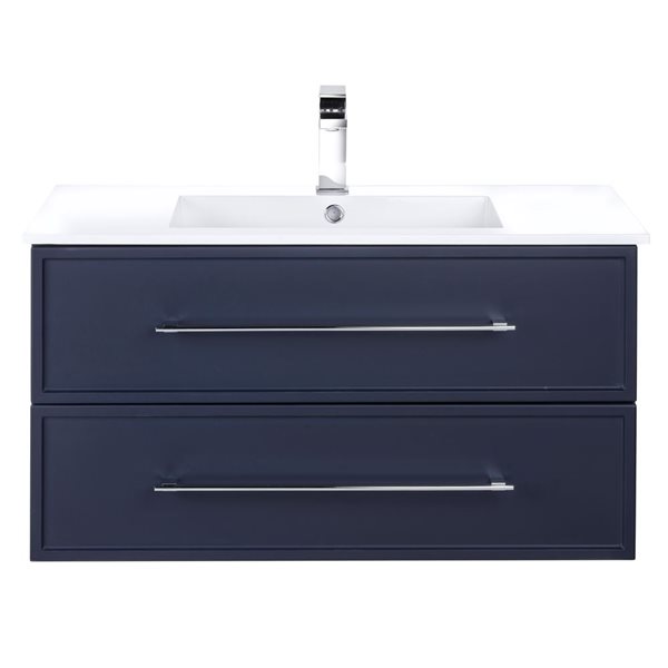 Meuble-lavabo simple Milano 36 po bleu comptoir en acrylique blanc